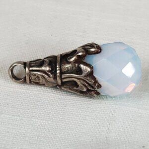 Gorgeous Vintage Opaline Silver Floral Design Antique Pendant